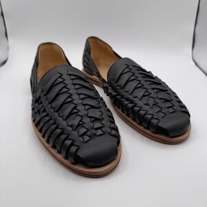 Nisolo Men's 10.5 Huarache Hand Woven Leather Sandals Black New in Box